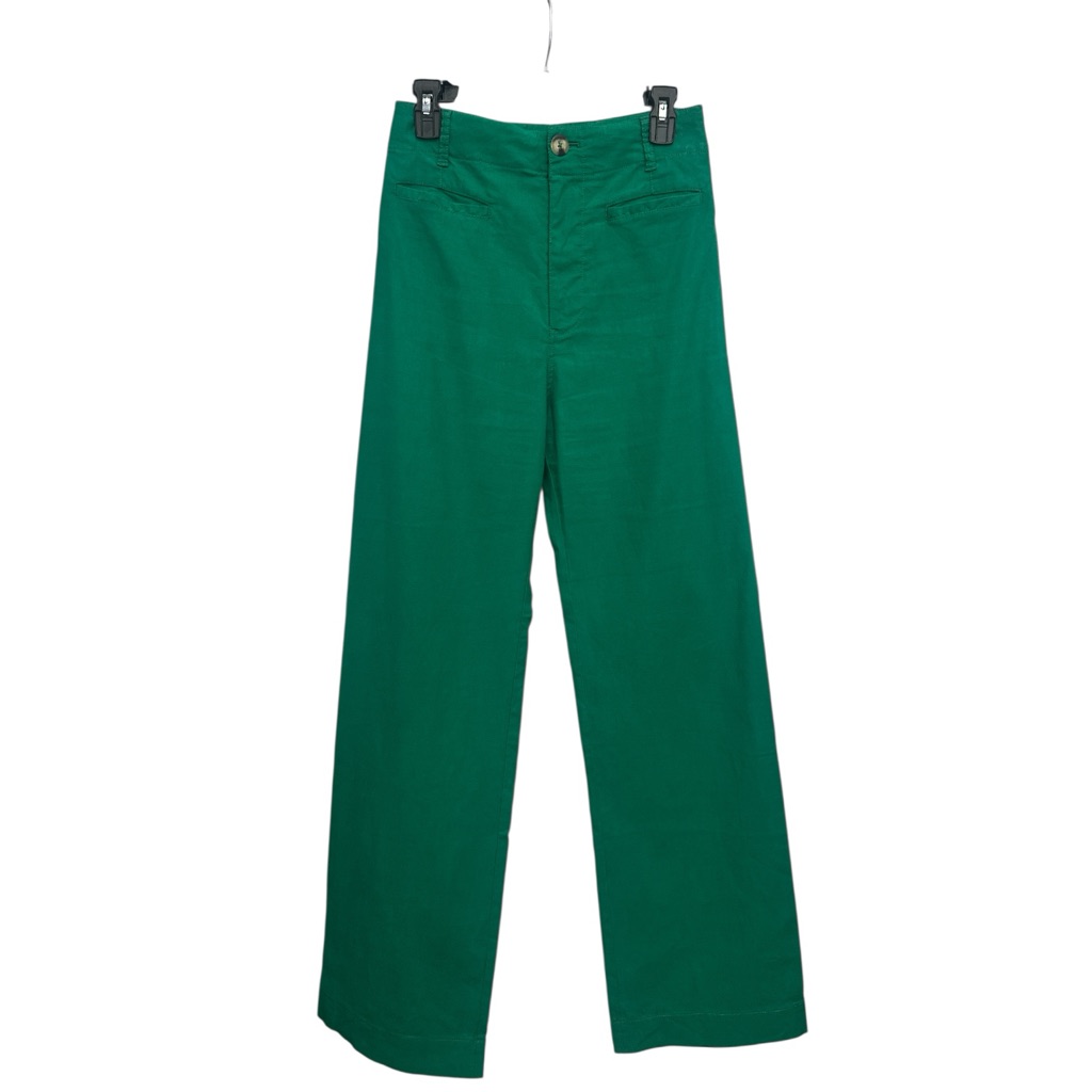Anthropologie Maeve Colette High-Rise Wide-Leg Pants In Emerald Tall/Full Length